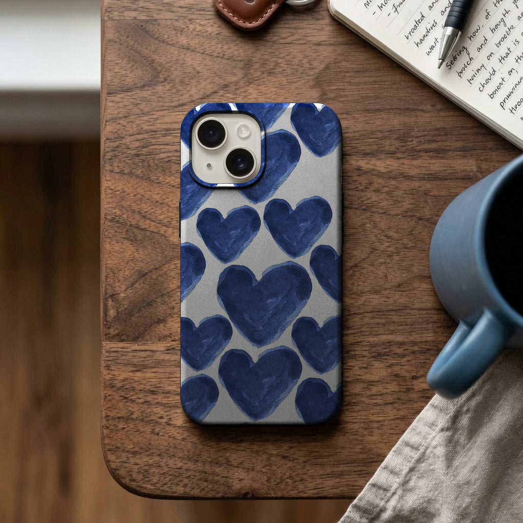 Lacivert Kalp Desenli Telefon Kılıfı K976 mockup 2