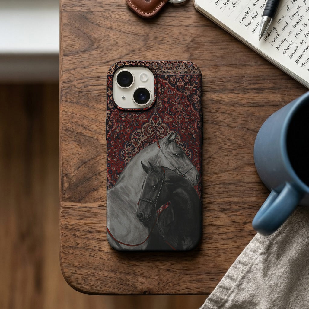 Vintage Beyaz At Portresi Telefon Kılıfı K977 mockup 2
