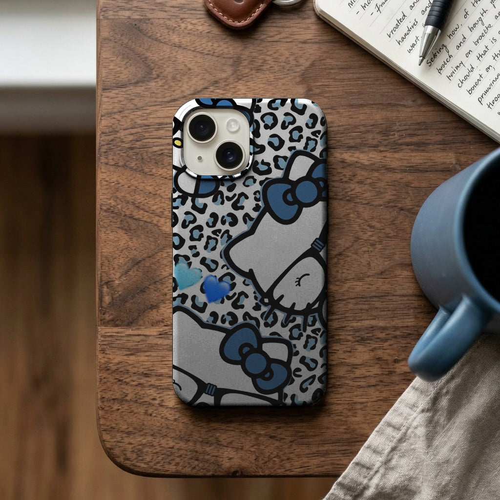 Mavi Leopar Kedi Figürlü Telefon Kılıfı K987 mockup 2