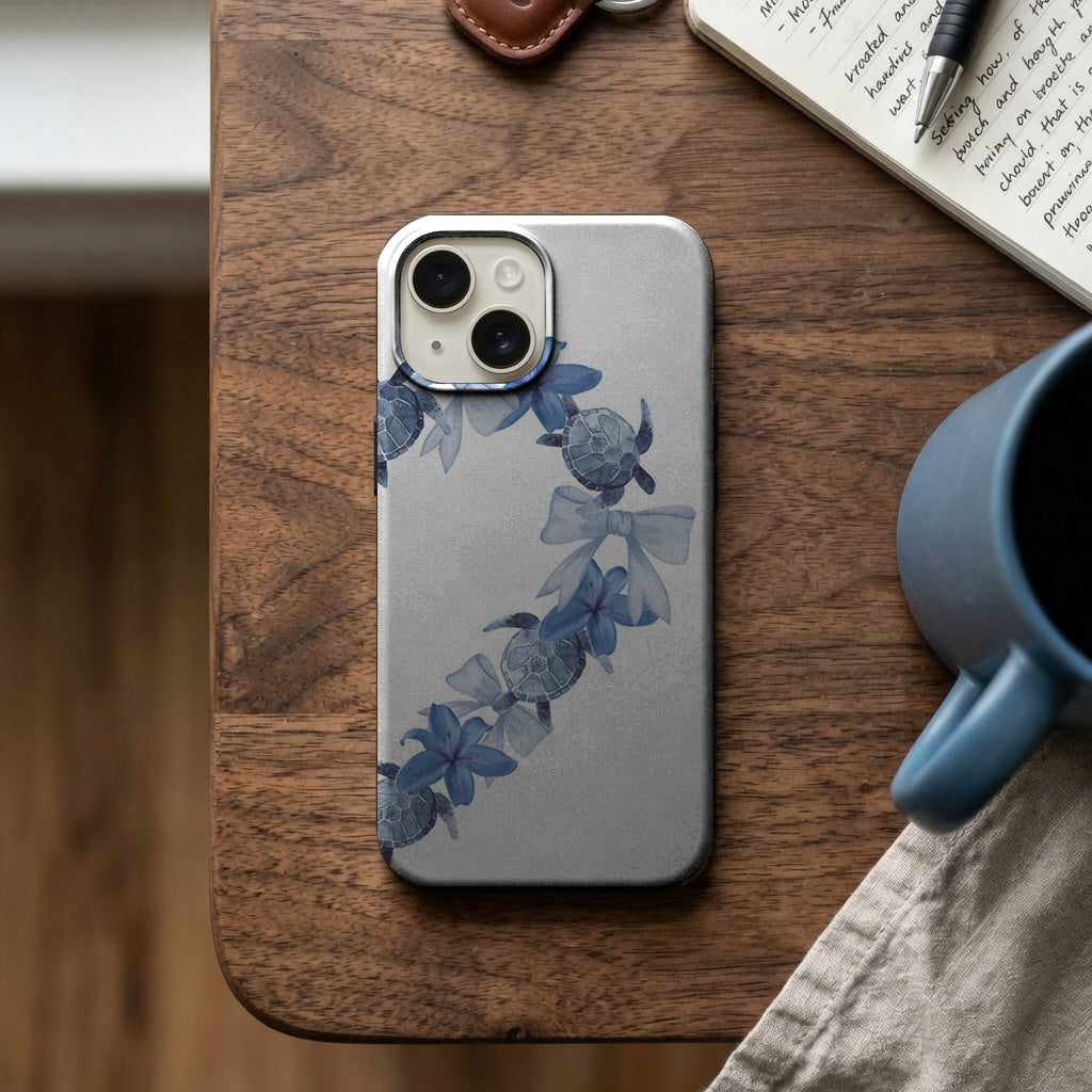 Mavi Çiçek Dalı Desenli Telefon Kılıfı K994 mockup 2