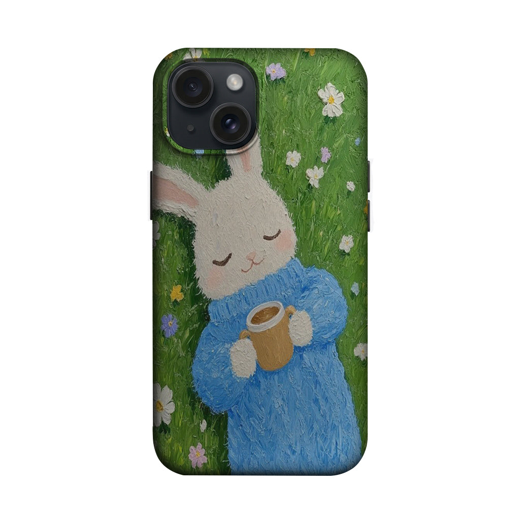 Kahve Tutan Mavi Kazaklı Tavşan Telefon Kılıfı K1167 mockup 1