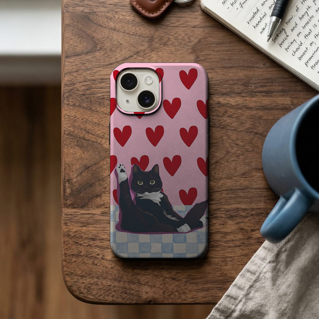 Kalpli Zeminde Yatan Kedi Telefon Kılıfı K562