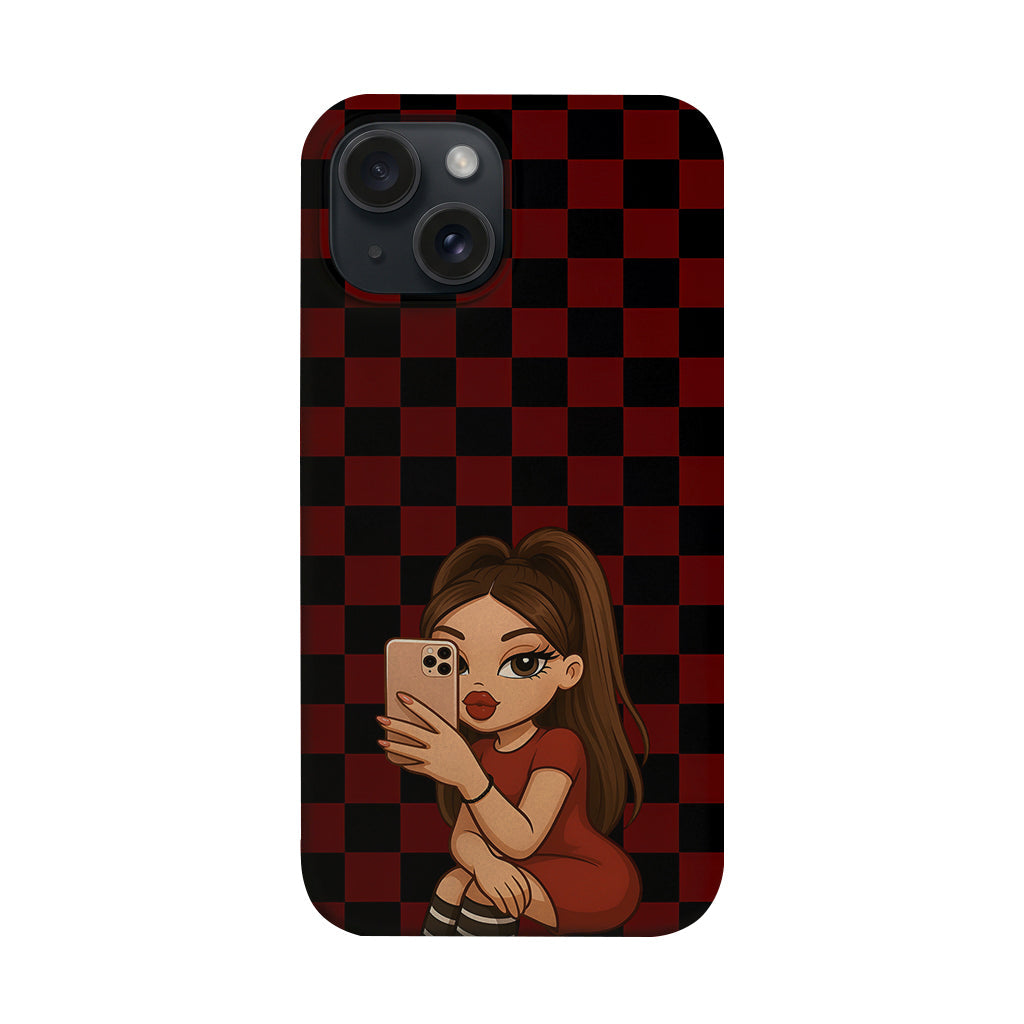 Kareli Selfie Kız Telefon Kılıfı K397