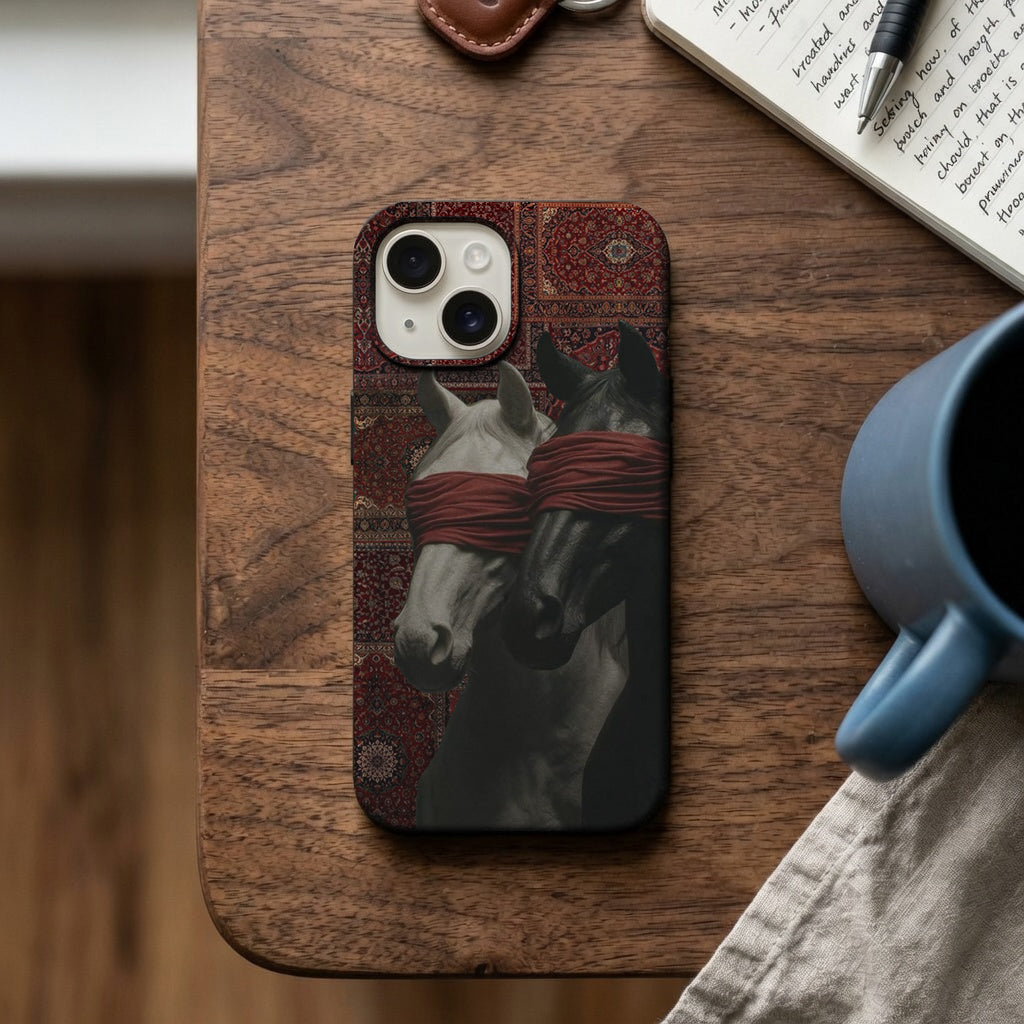 Kırmızı Bağlı Atlar Desenli Telefon Kılıfı K634