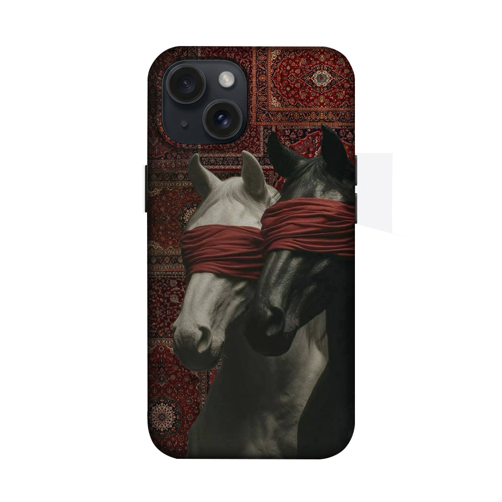 Kırmızı Bağlı Atlar Desenli Telefon Kılıfı K634