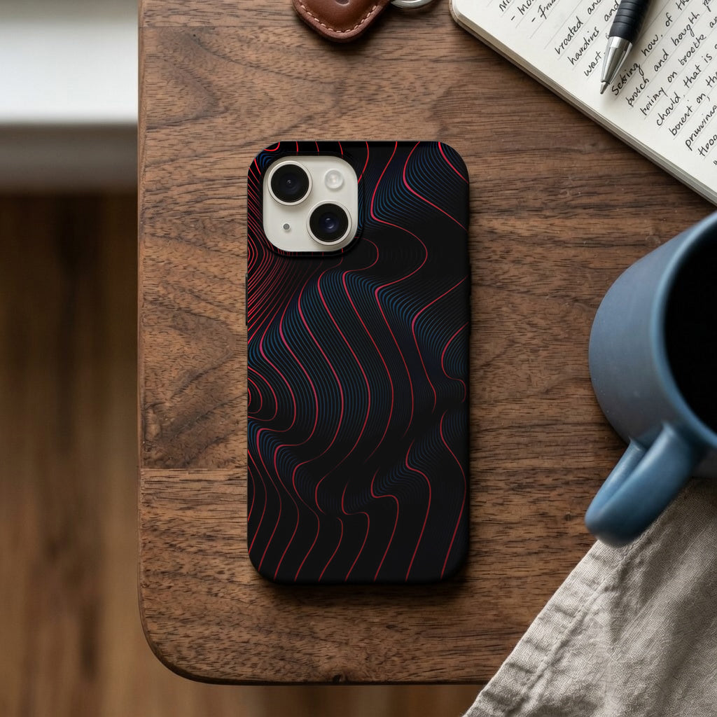 Kırmızı Mavi Topografik Çizgi Telefon Kılıfı K660