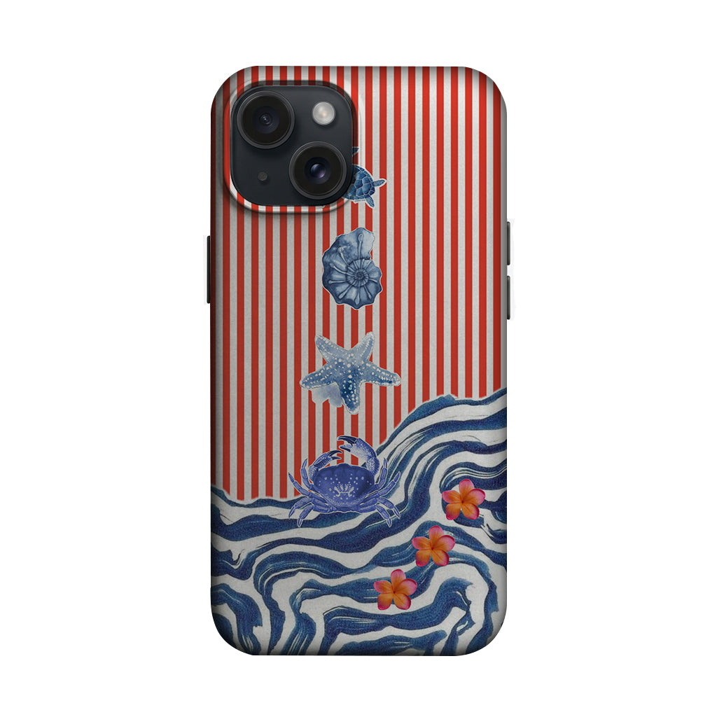 Kırmızı Çizgili Deniz Kabuğu ve Dalga Telefon Kılıfı K762 mockup 1