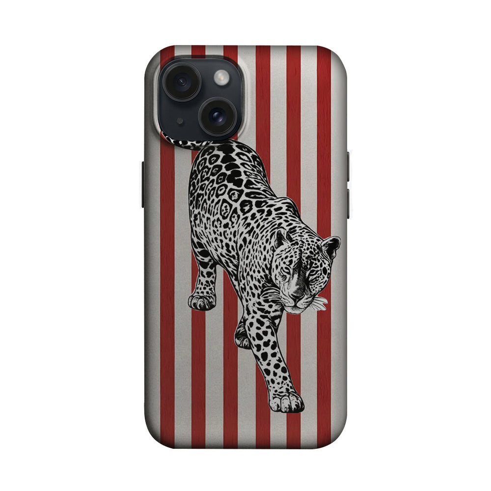 Kırmızı Çizgili Leopar Desenli Telefon Kılıfı K1024