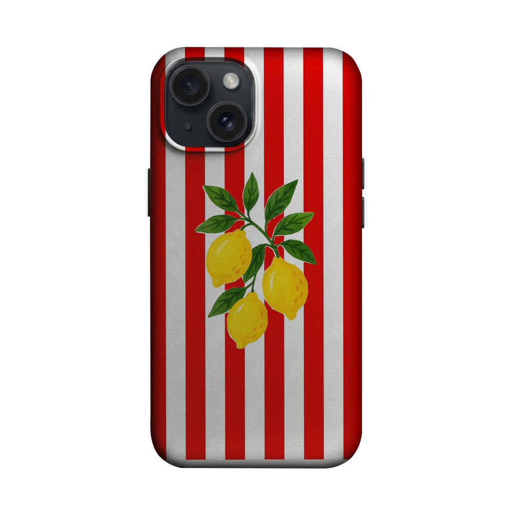 Kırmızı Çizgili Limon Desenli Telefon Kılıfı K955