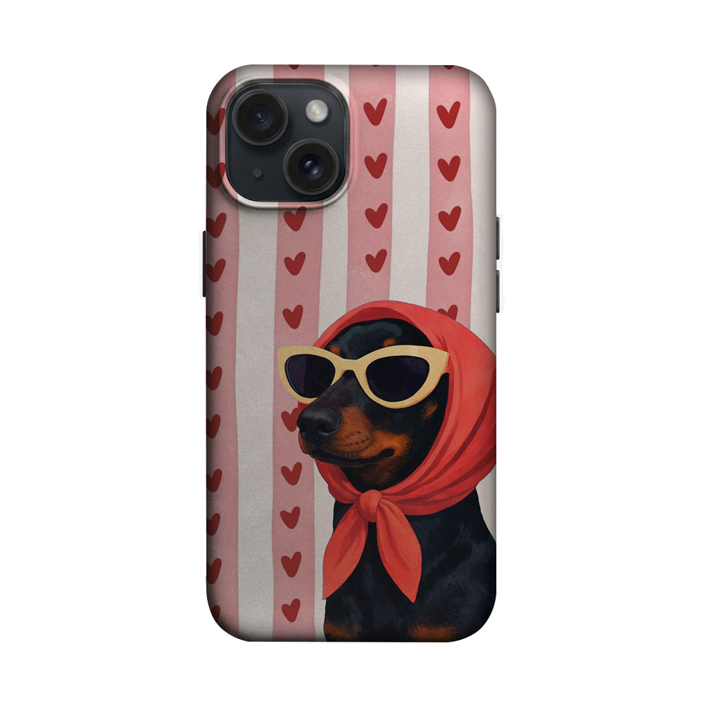 Kırmızı Eşarplı Gözlüklü Köpek Telefon Kılıfı K922 mockup 1