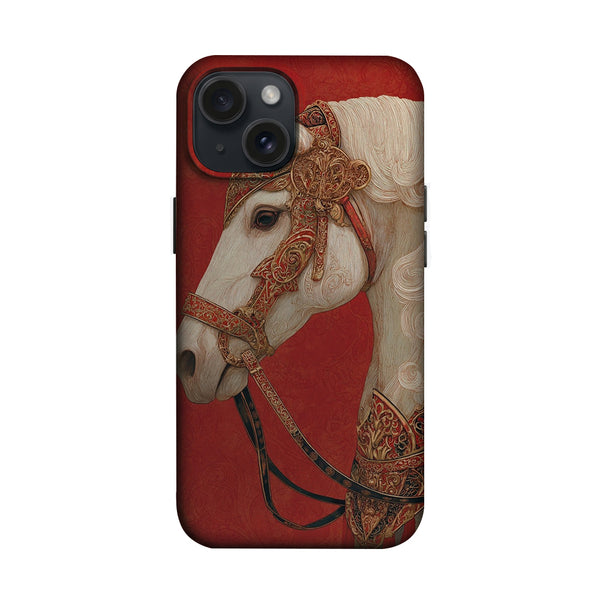 Kırmızı Zeminde Beyaz At Portresi Telefon Kılıfı K872