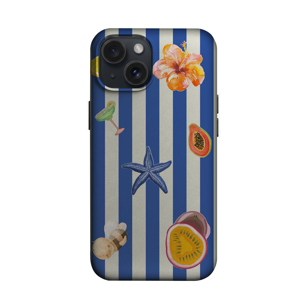 Lacivert Çizgili Tropikal Deniz Desenli Telefon Kılıfı K714 mockup 1