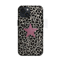 Leopar Zeminde Pembe Yıldız Telefon Kılıfı K459