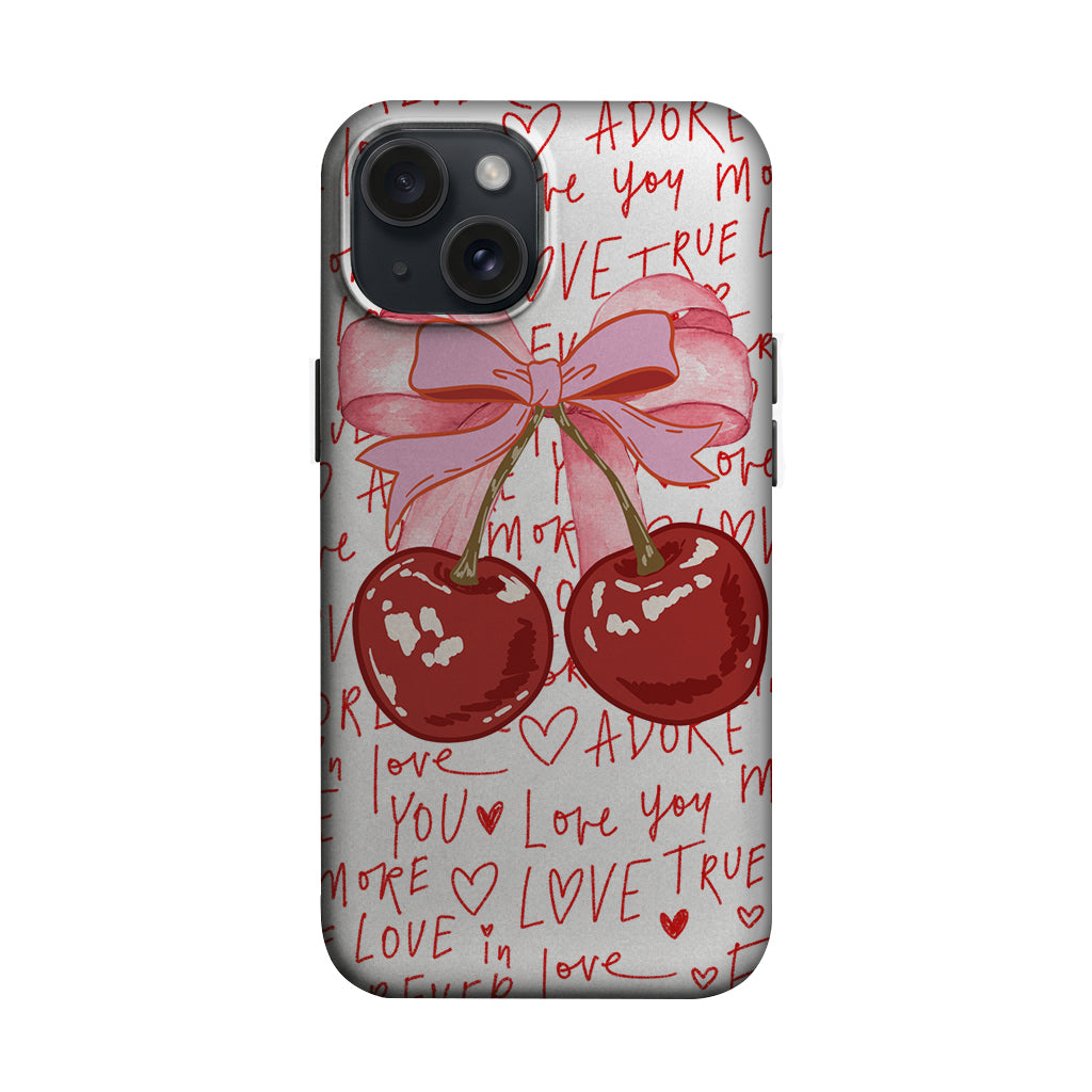 Love Yazılı Kiraz ve Fiyonk Telefon Kılıfı K966 mockup 1