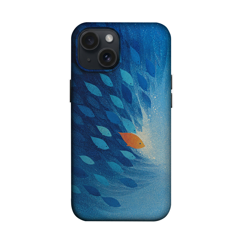 Mavi Balık Sürüsü Desenli Telefon Kılıfı K857 mockup 1