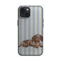 Mavi Çizgili Kahverengi Köpek Telefon Kılıfı K950 mockup 1