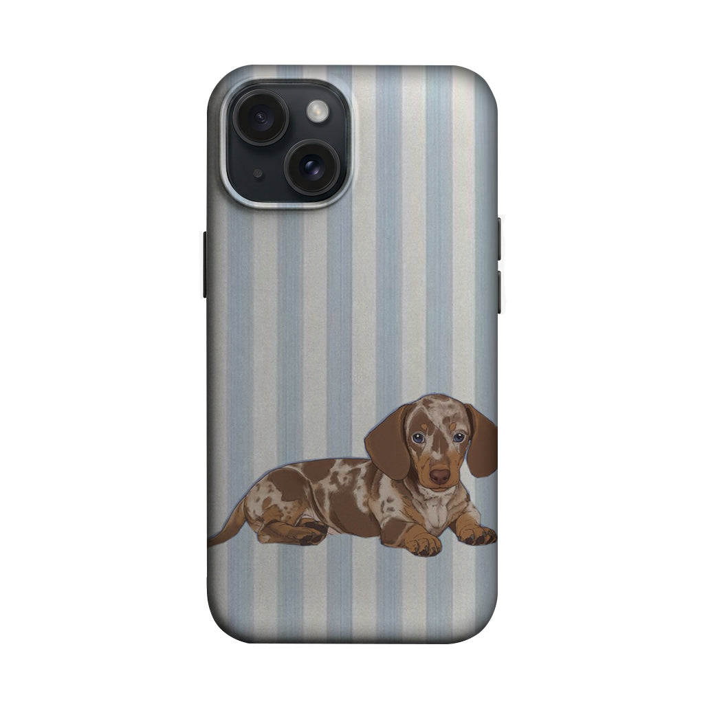 Mavi Çizgili Kahverengi Köpek Telefon Kılıfı K950 mockup 1