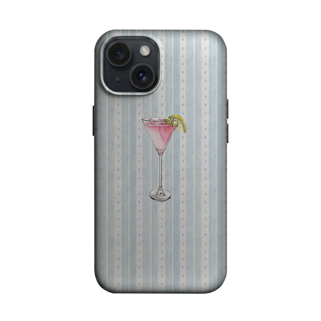 Mavi Çizgili Pembe Kokteyl Kadehi Telefon Kılıfı K1112 mockup 1