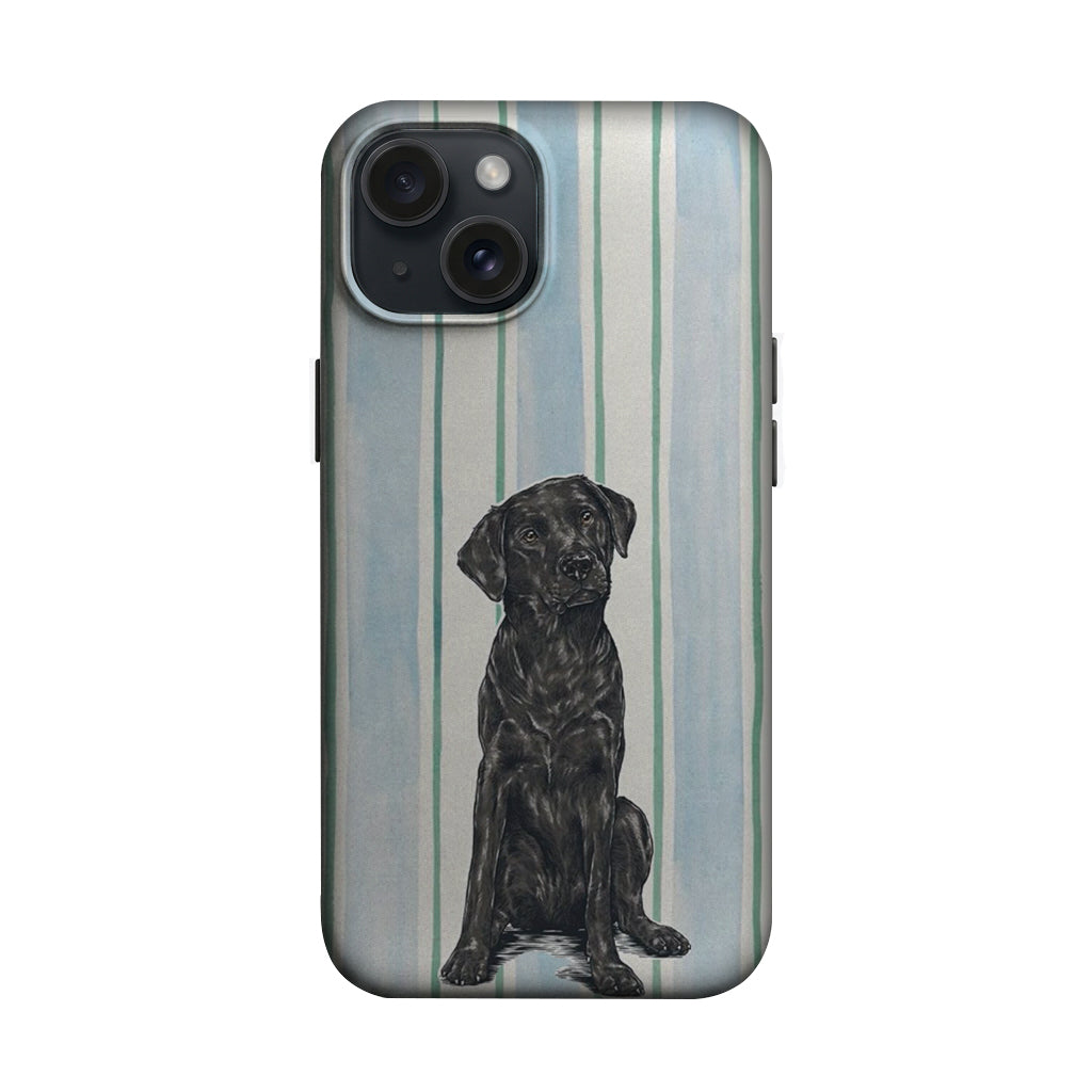 Mavi Çizgili Siyah Köpek Telefon Kılıfı K831 mockup 1