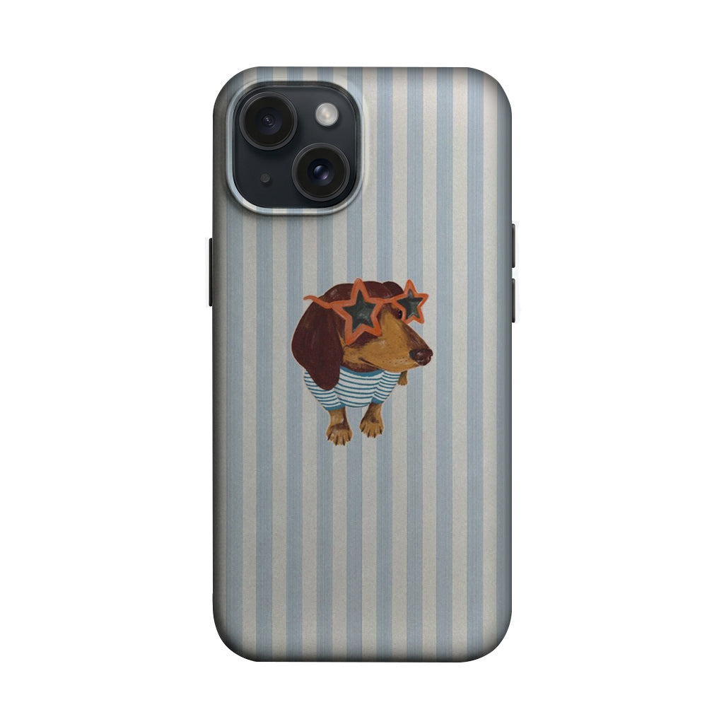 Mavi Çizgili Yıldız Gözlüklü Köpek Telefon Kılıfı K880 mockup 1