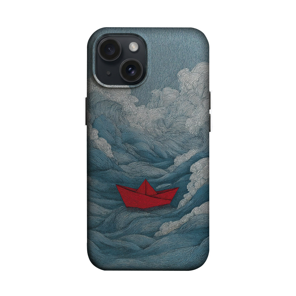 Mavi Dalgalarda Kırmızı Kağıt Gemi Telefon Kılıfı K865 mockup 1