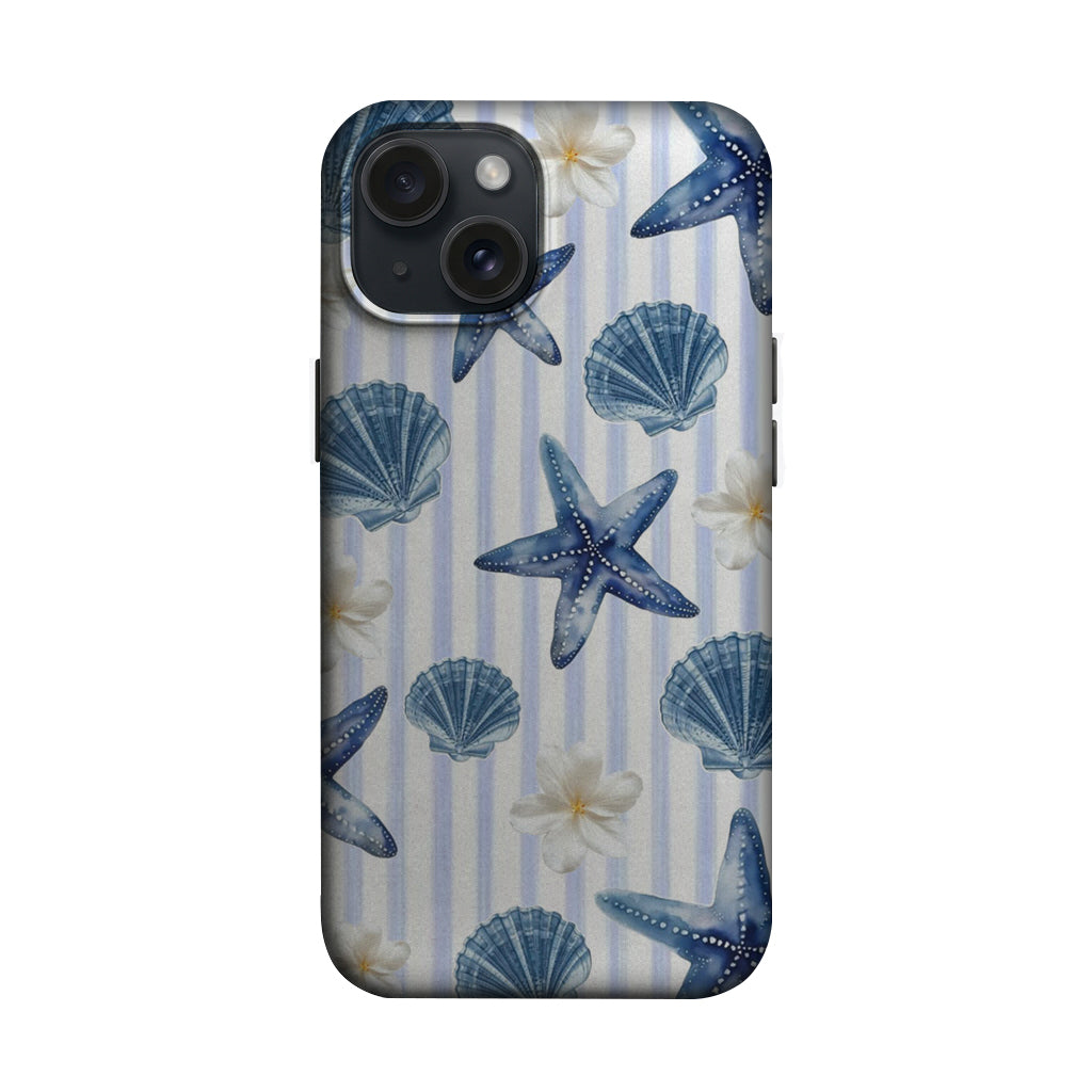 Mavi Deniz Kabuğu ve Yıldız Desenli Telefon Kılıfı K985 mockup 1