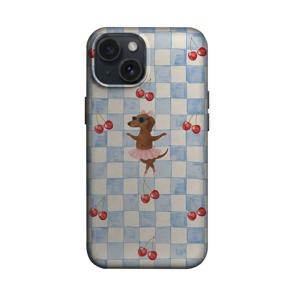 Mavi Ekose Balet Ayıcık ve Kiraz Telefon Kılıfı K773 mockup 1