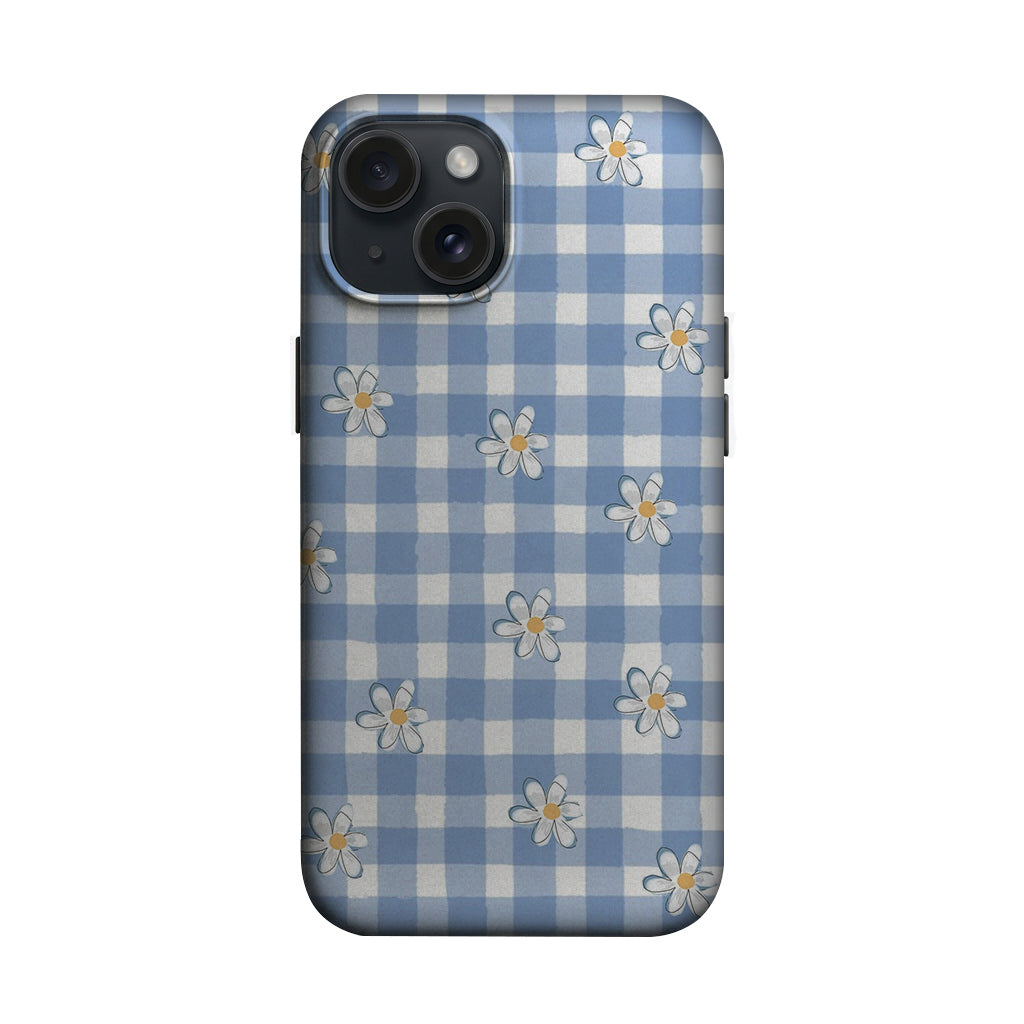 Mavi Ekose Papatya Desenli Telefon Kılıfı K1051 mockup 1