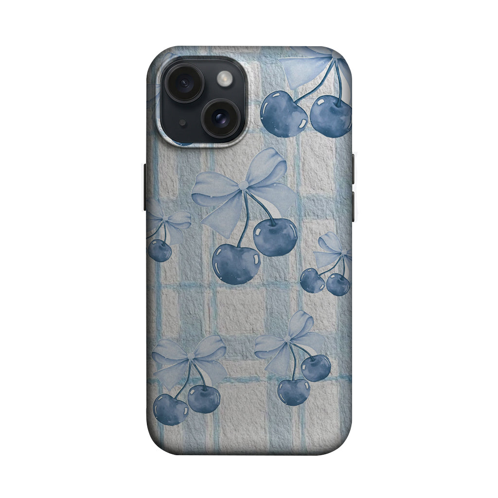 Mavi Kiraz ve Fiyonk Desenli Telefon Kılıfı K945 mockup 1