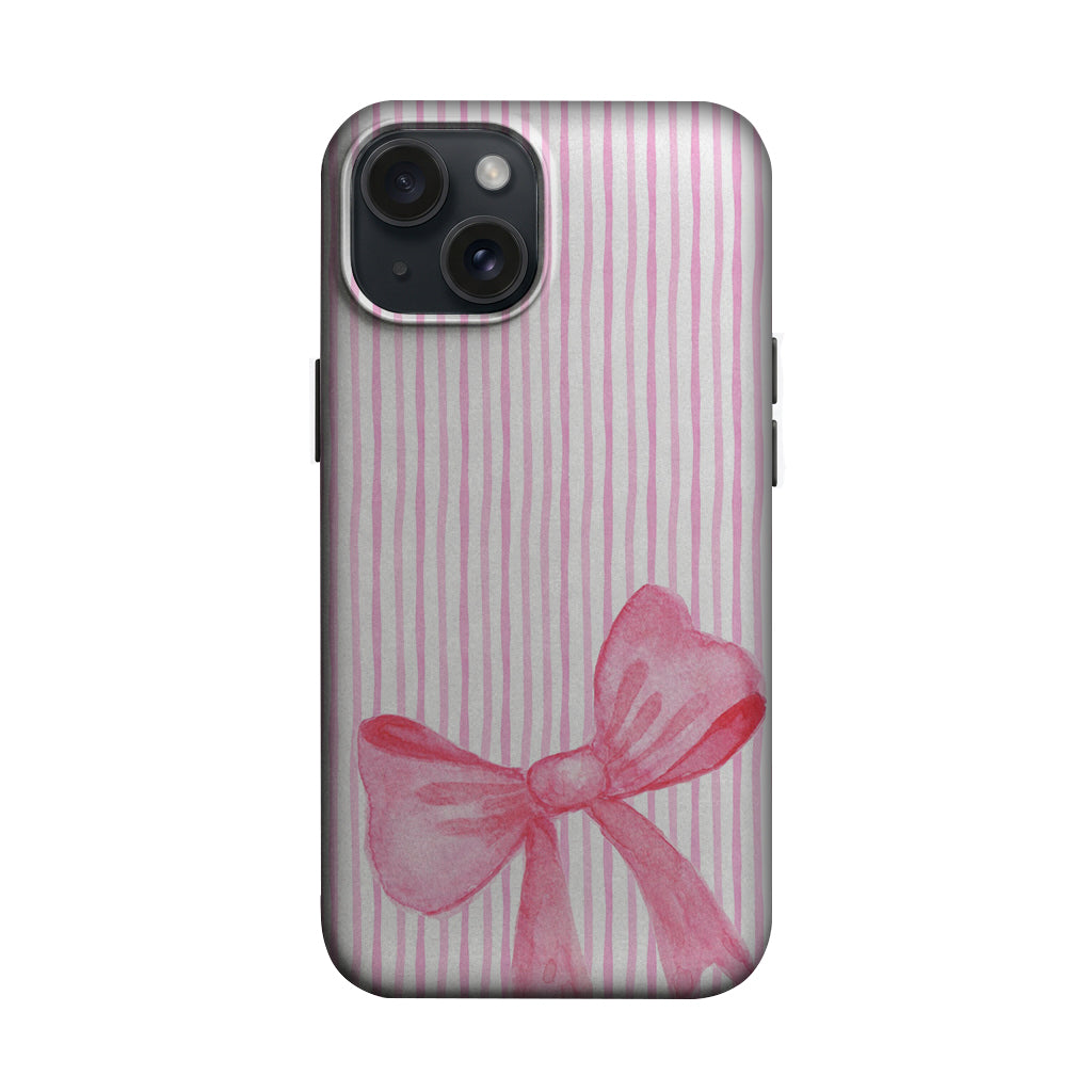 Pembe Çizgili Büyük Fiyonk Telefon Kılıfı K1034 mockup 1