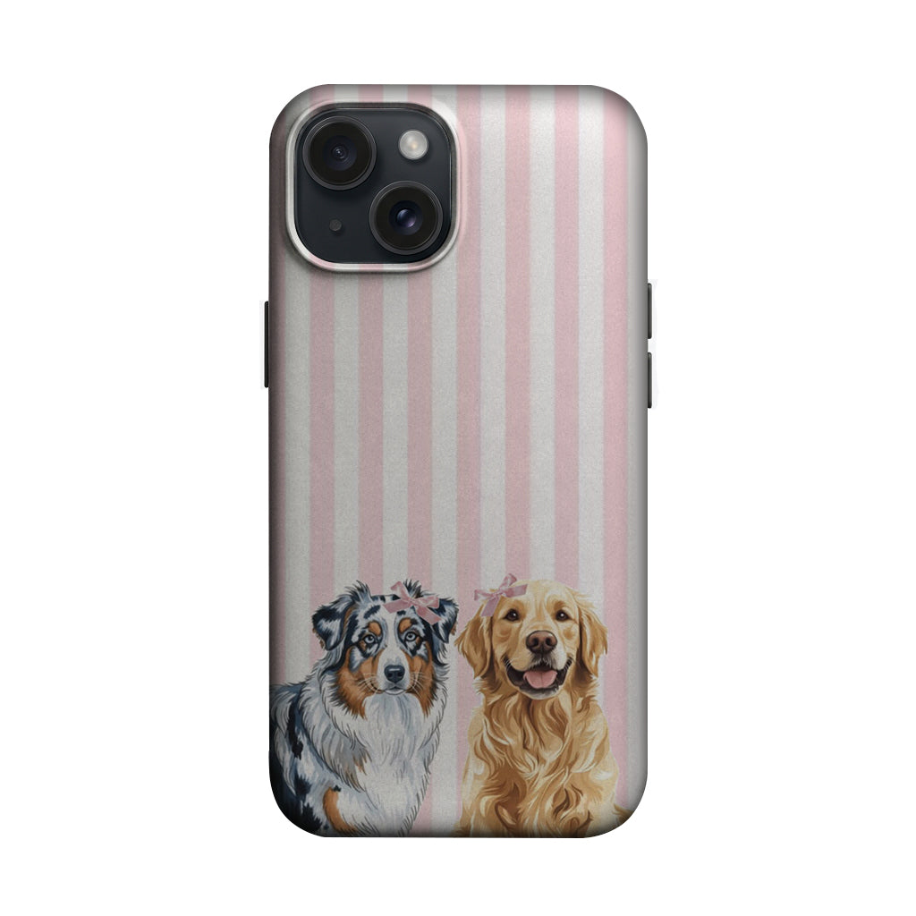 Pembe Çizgili İki Köpek Portresi Telefon Kılıfı K958 mockup 1