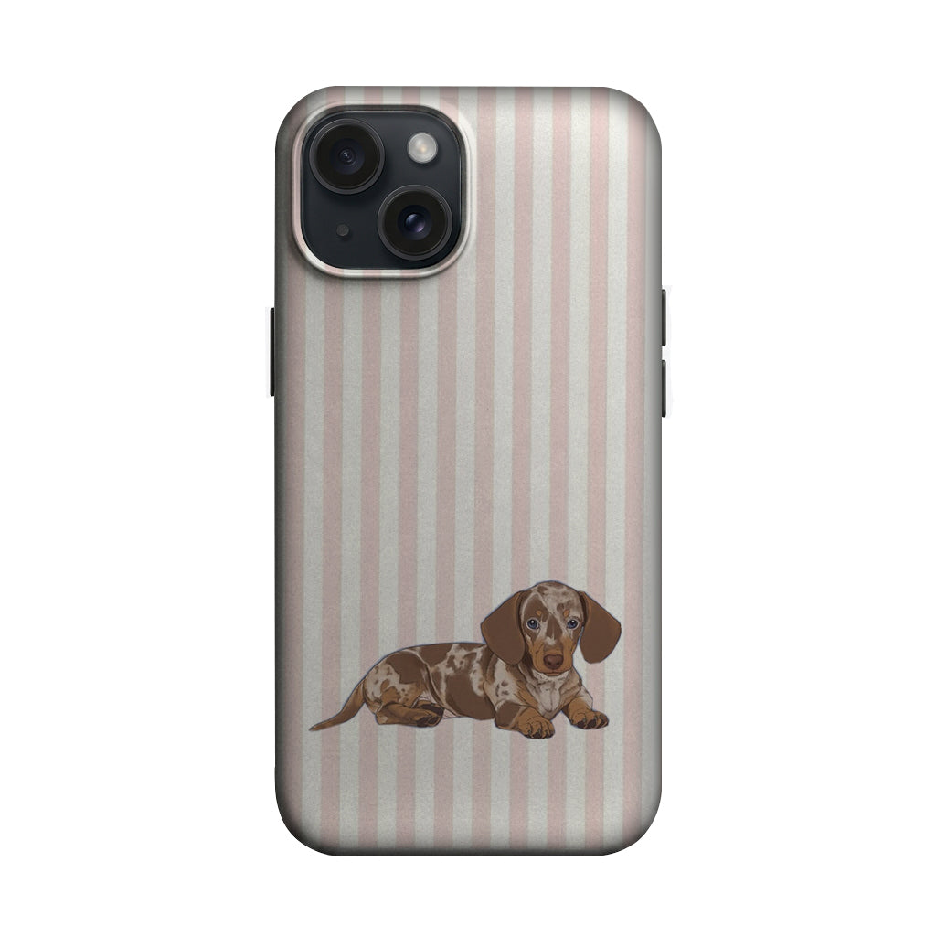 Pembe Çizgili Kahverengi Köpek Telefon Kılıfı K998 mockup 1