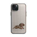 Pembe Çizgili Kahverengi Köpek Telefon Kılıfı K998 mockup 1