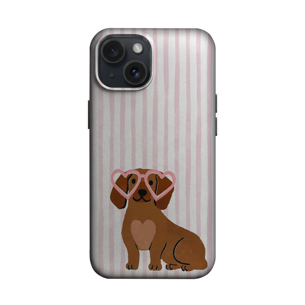 Pembe Çizgili Kalp Gözlüklü Köpek Telefon Kılıfı K903 mockup 1