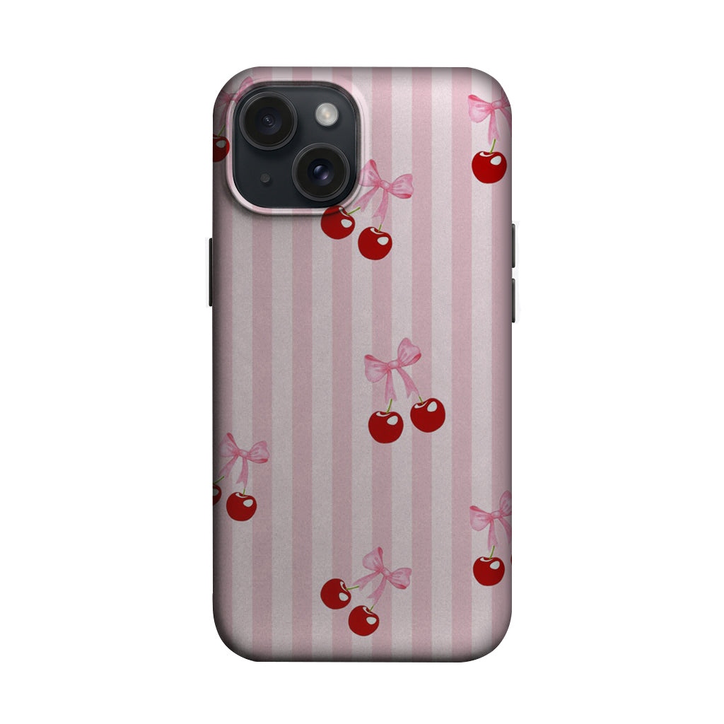 Pembe Çizgili Kiraz ve Fiyonk Telefon Kılıfı K956 mockup 1