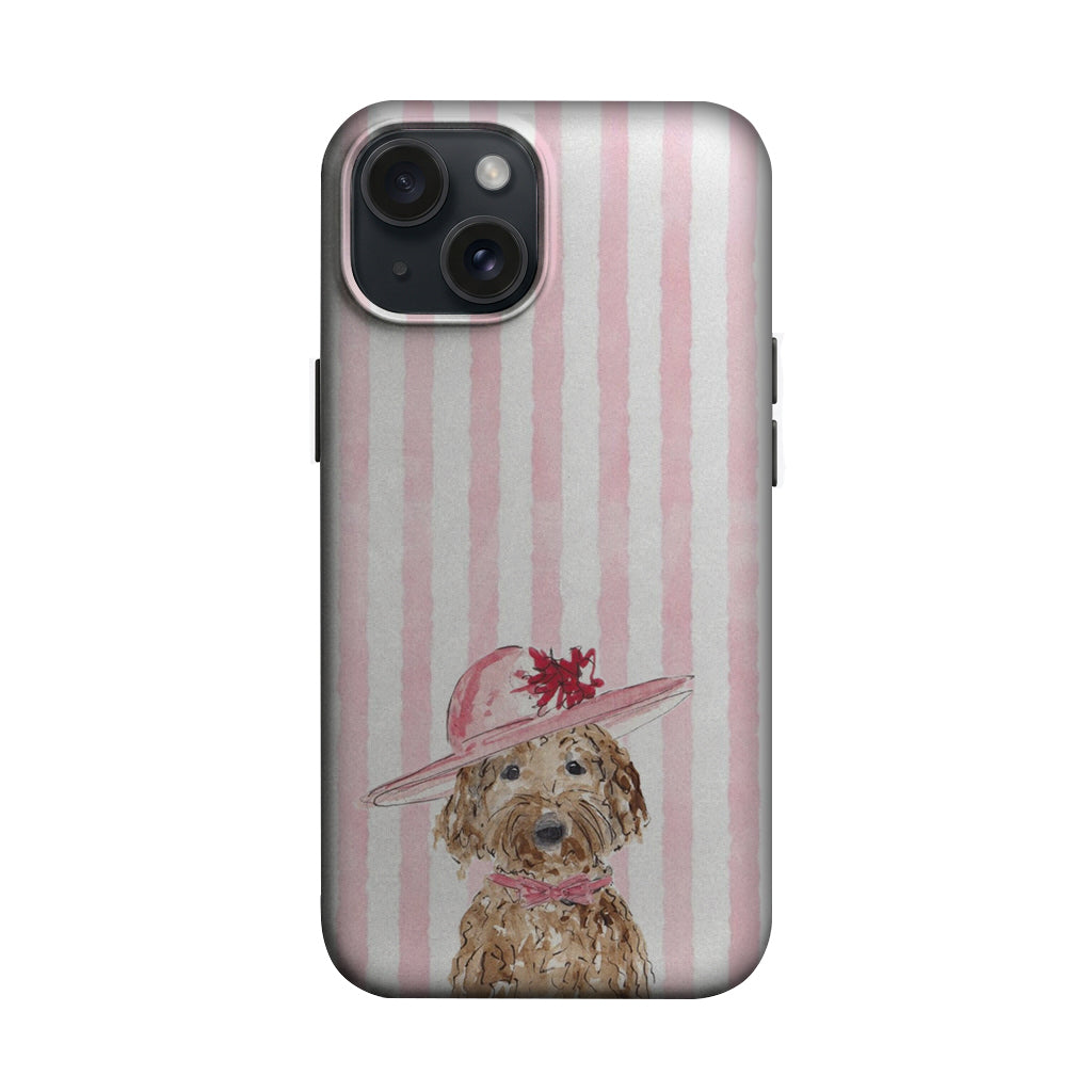 Pembe Çizgili Şapkalı Köpek Telefon Kılıfı K992 mockup 1