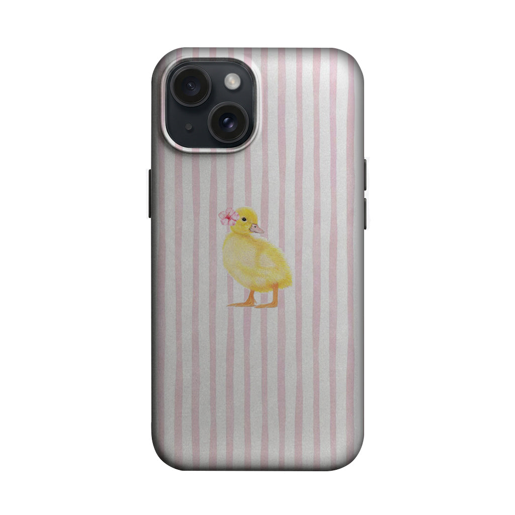 Pembe Çizgili Sarı Ördek Yavrusu Motifli Telefon Kılıfı K1171 mockup 1