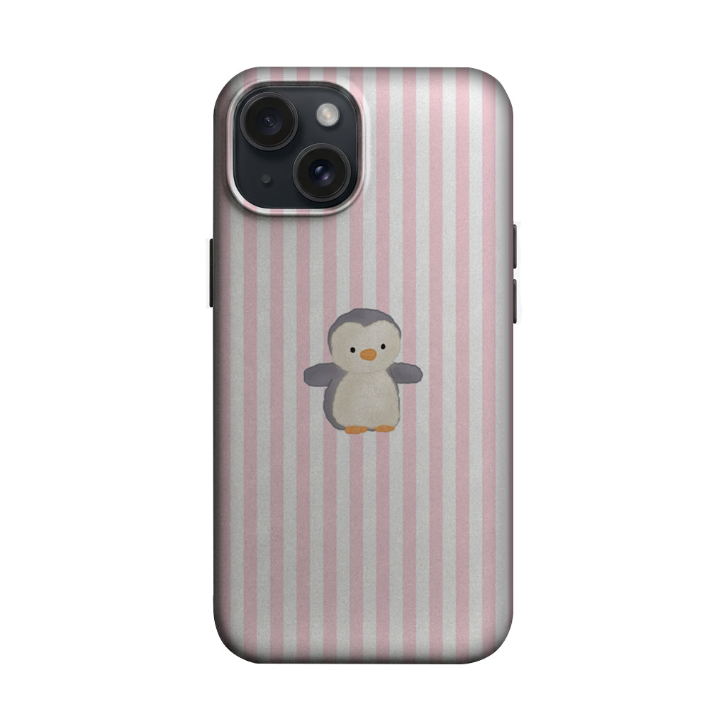 Pembe Çizgili Sevimli Penguen Motifli Telefon Kılıfı K1160 mockup 1