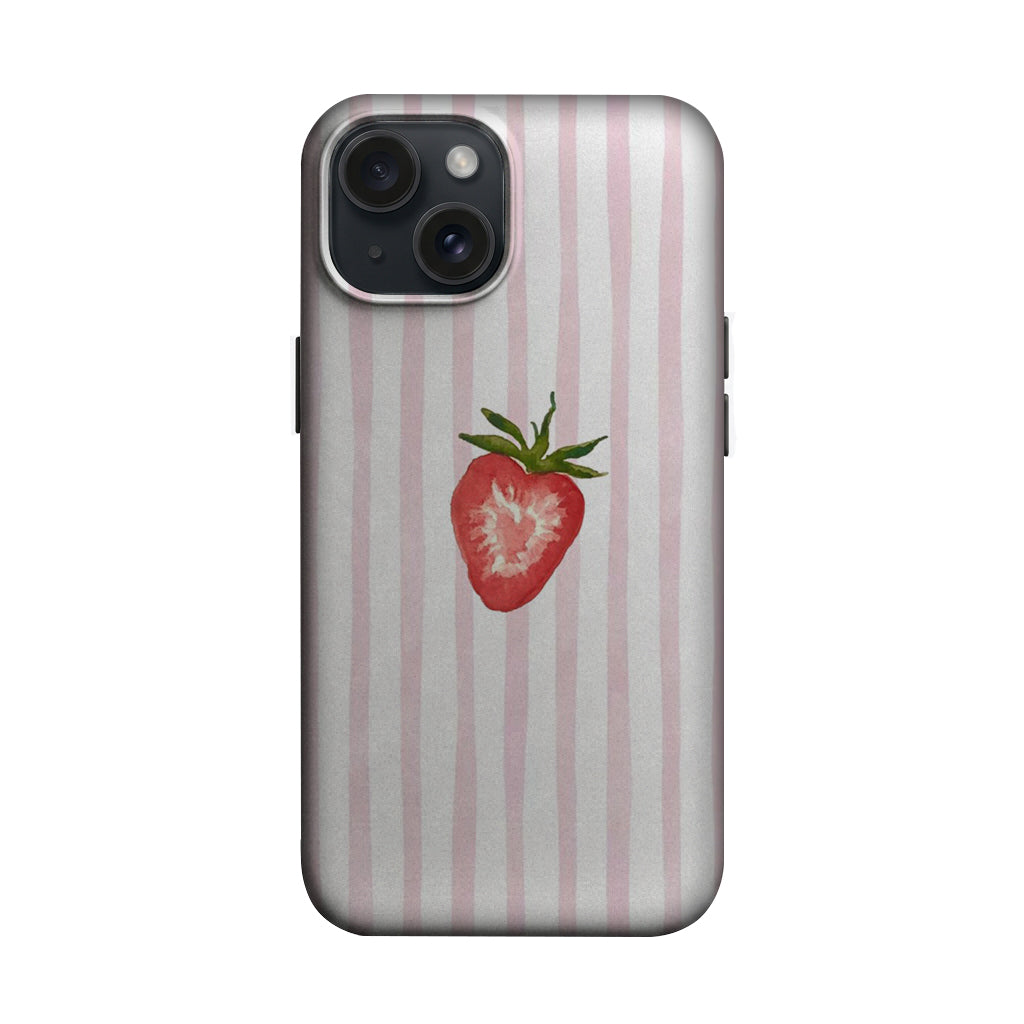 Pembe Çizgili Tek Çilek Desenli Telefon Kılıfı K1082 mockup 1