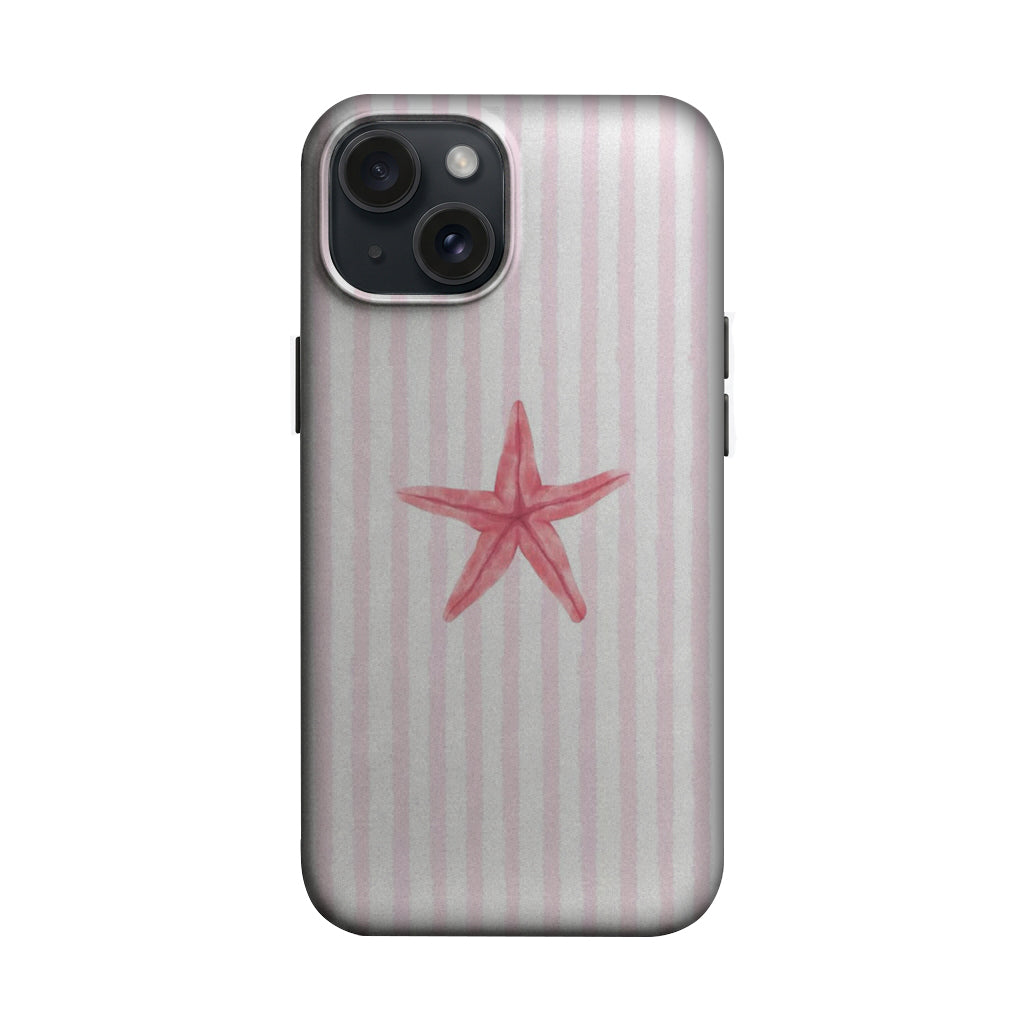 Pembe Çizgili Tek Kırmızı Deniz Yıldızı Telefon Kılıfı K1149 mockup 1
