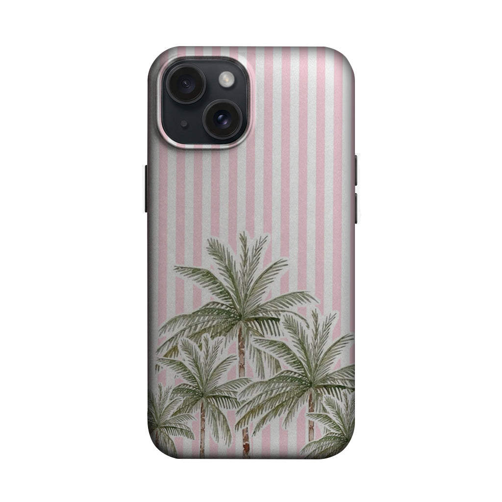 Pembe Çizgili Tropikal Palmiye Ağaçları Telefon Kılıfı K1147 mockup 1