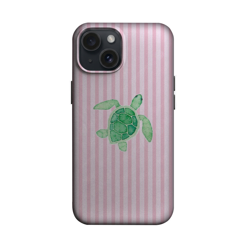 Pembe Çizgili Yeşil Kaplumbağa Telefon Kılıfı K981 mockup 1