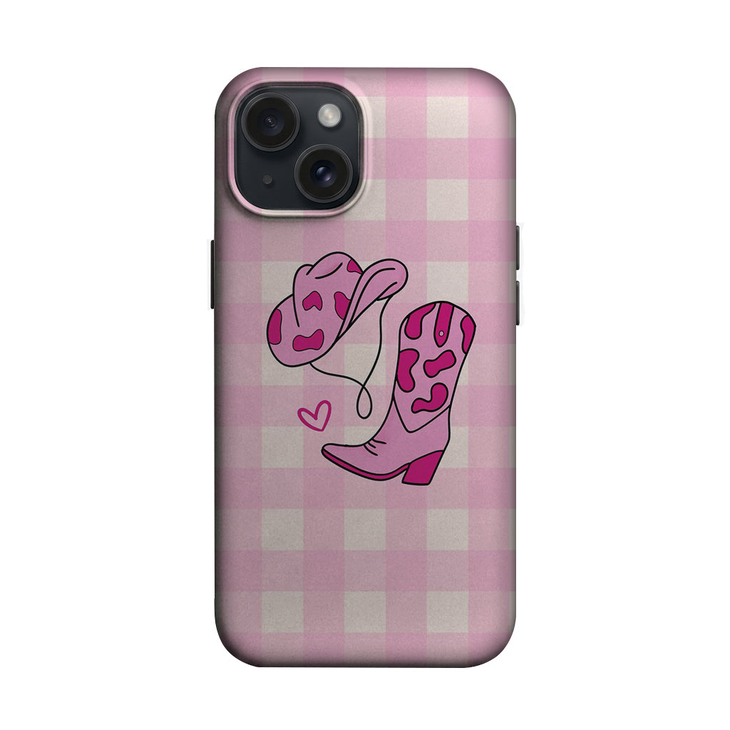 Pembe Ekose Kalpli Bot Desenli Telefon Kılıfı K921 mockup 1