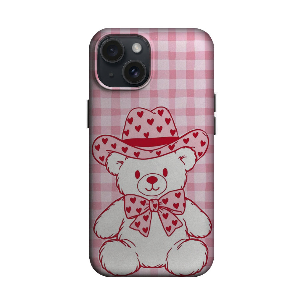 Pembe Ekose Kovboy Ayıcık Telefon Kılıfı K1027 mockup 1
