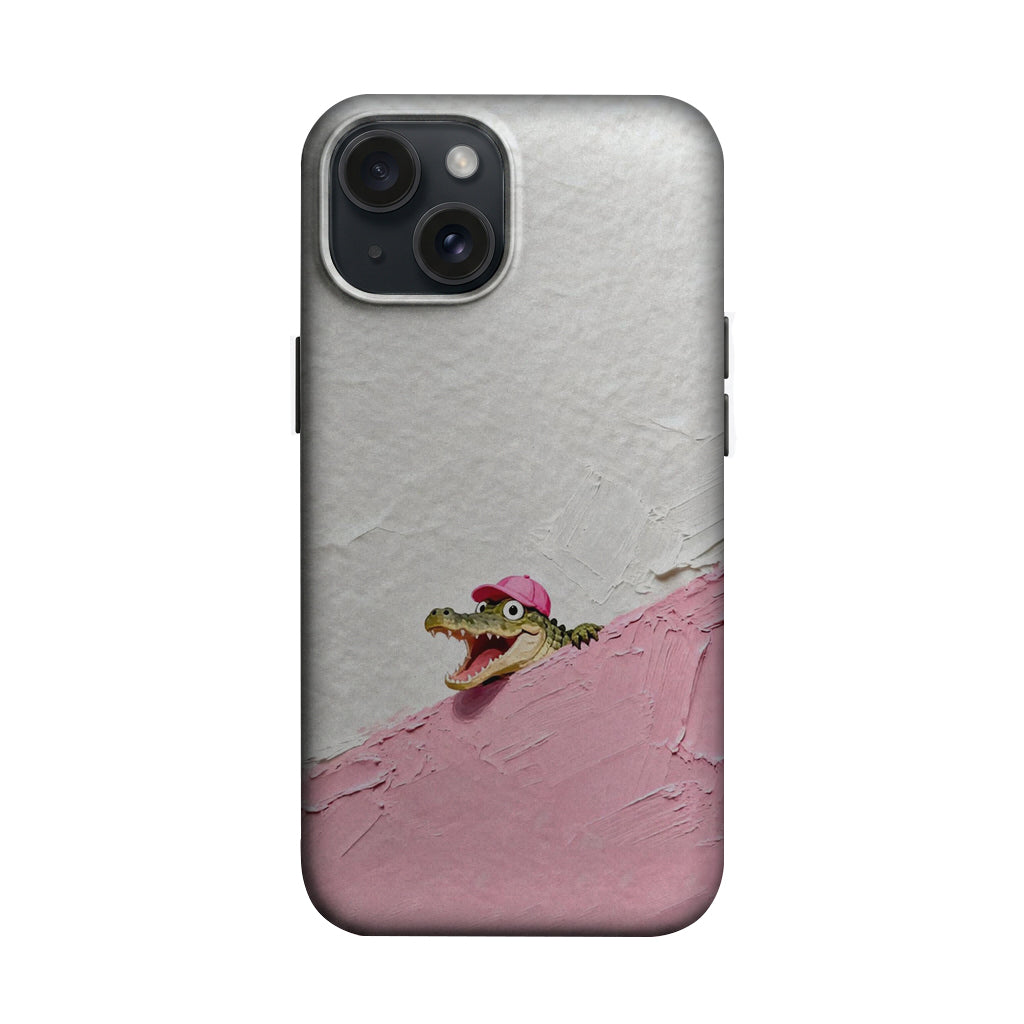 Pembe Fırça İzli Timsah Figürlü Telefon Kılıfı K724 mockup 1