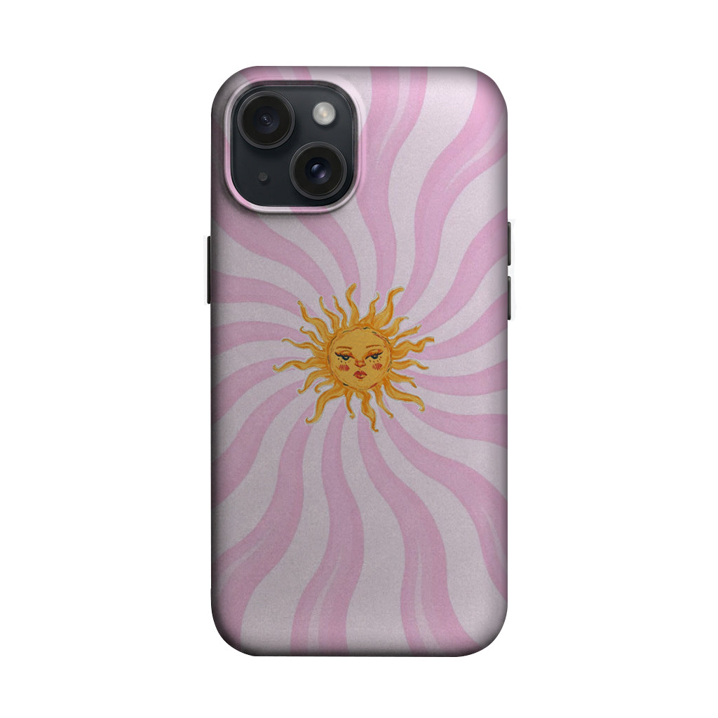 Pembe Spiral Güneş Desenli Telefon Kılıfı K910 mockup 1