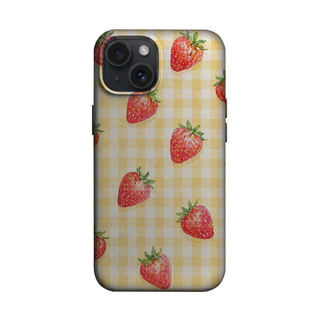 Sarı Ekose Çilek Desenli Telefon Kılıfı K730 mockup 1