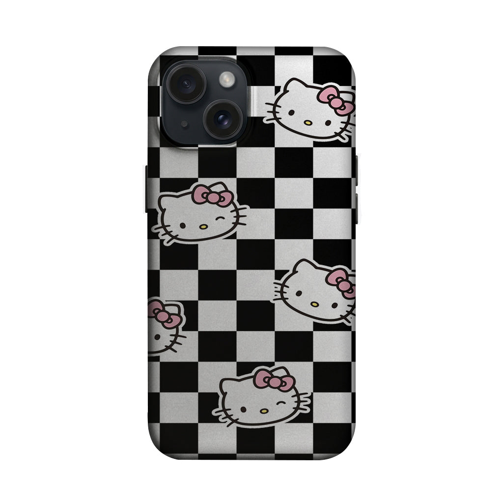 Siyah Beyaz Dama Kedi Desenli Telefon Kılıfı K986 mockup 1