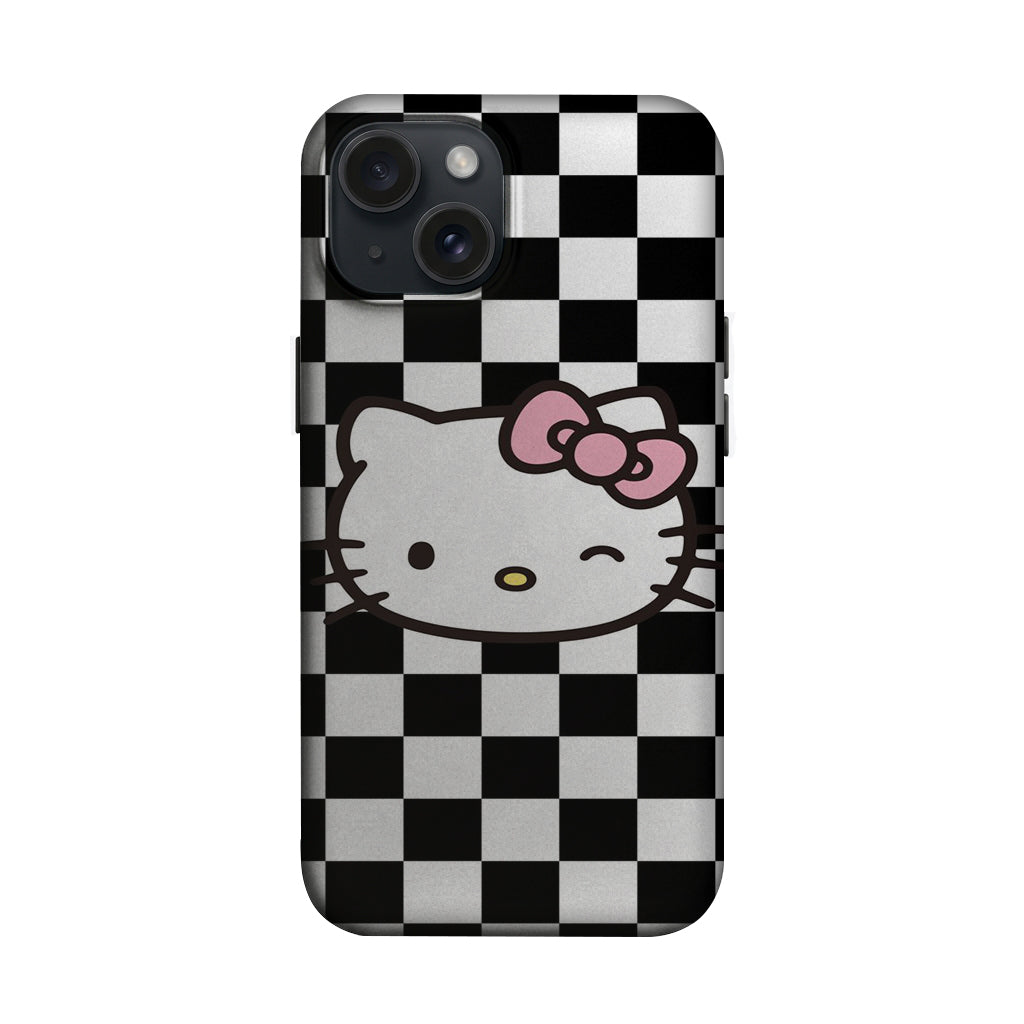 Siyah Beyaz Dama Kedi Figürlü Telefon Kılıfı K1052 mockup 1