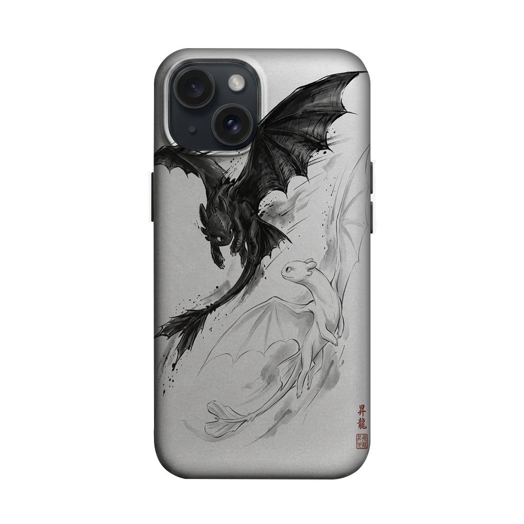 Siyah ve Beyaz Ejderha Karşı Karşıya Telefon Kılıfı K1106 mockup 1